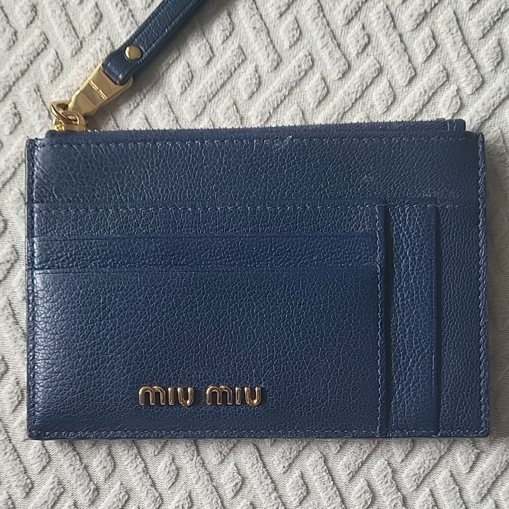 Miu Miu Deep Blue Leather Pouch